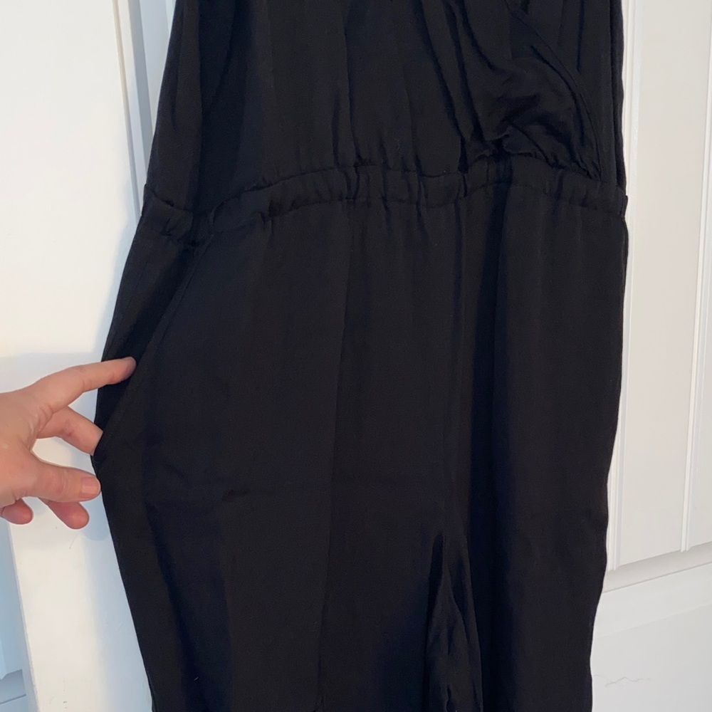 Loft Black Cropped Wide Leg Jumpsuit size Medium - Picture 4 of 8
